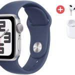 Apple Watch SE (40mm) GPS (silber) + Dein Geschenk: Apple AirPods 3. Gen. mit MagSafe