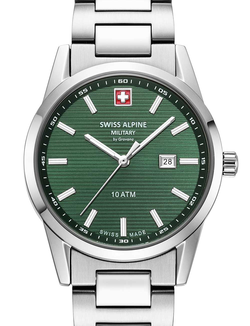 Swiss Alpine Military 7767.1134 Damenuhr Argos silber grün 34mm 10ATM