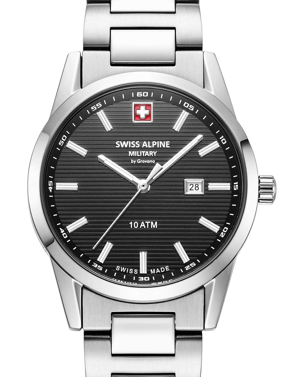 Swiss Alpine Military 7767.1137 Damenuhr Argos silber schwarz 34mm 10ATM