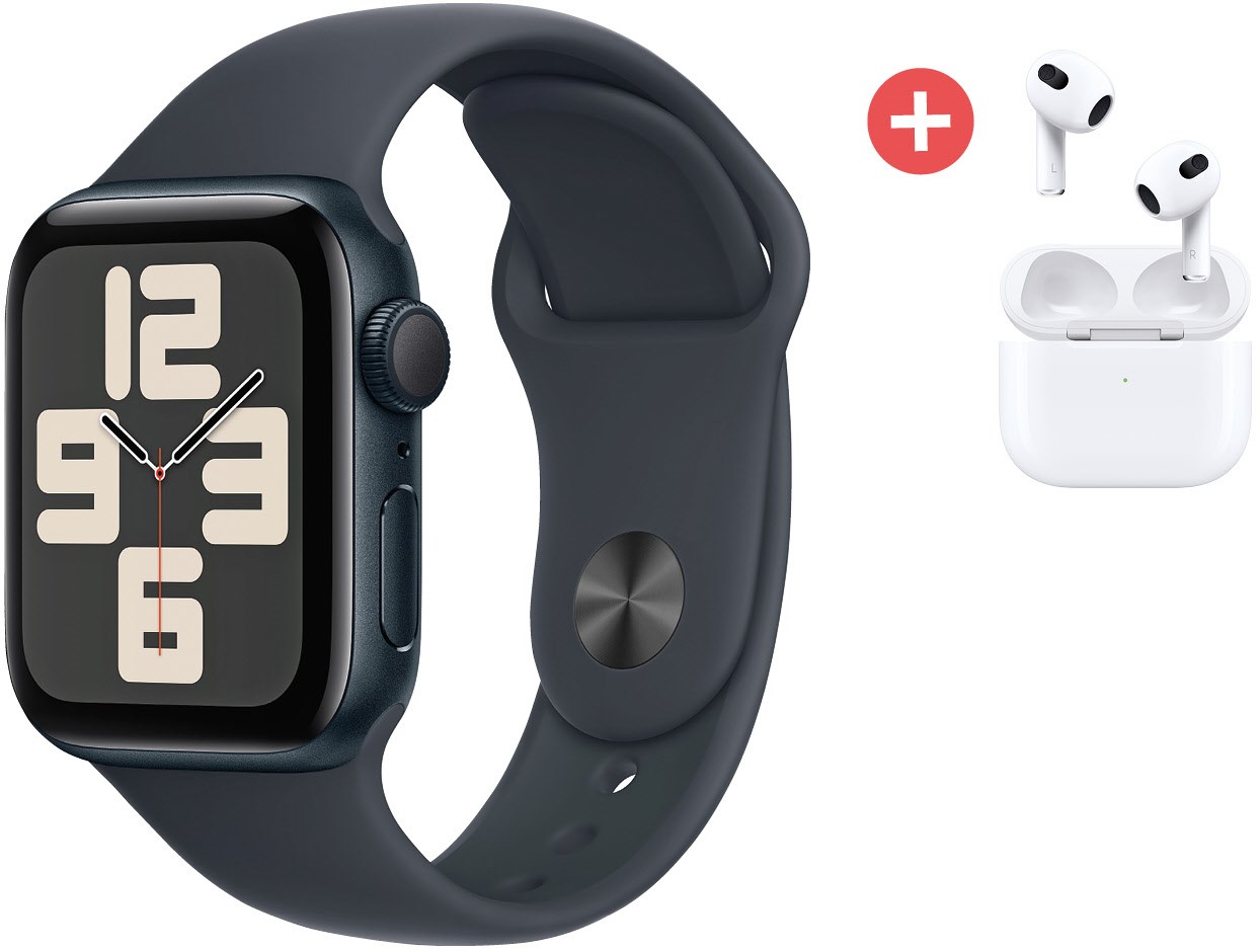 Apple Watch SE (40mm) GPS (mittern.) + Dein Geschenk: Apple AirPods 3. Gen. mit MagSafe