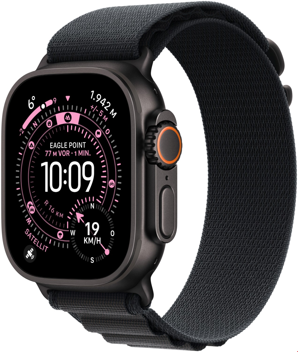 Apple Watch Ultra 3 (49mm) GPS+5G Smartwatch Titan mit Alpine Loop (M) schwarz/schwarz