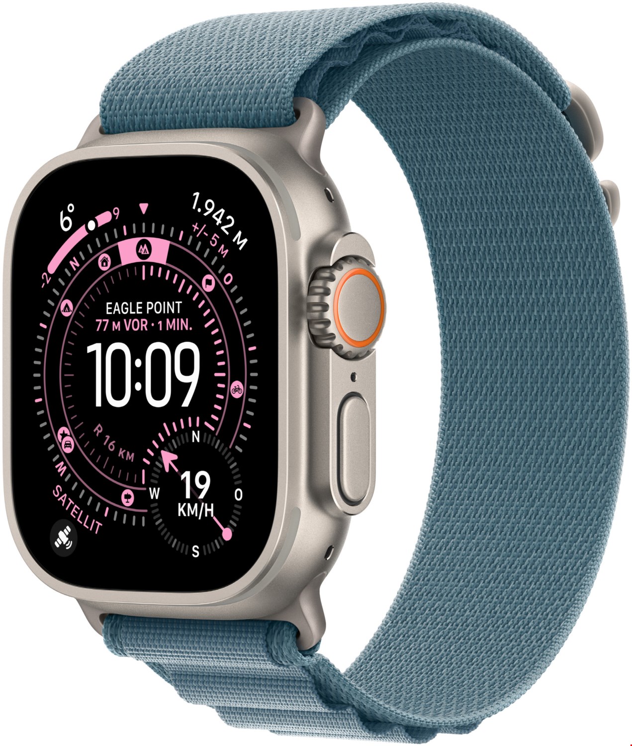 Apple Watch Ultra 3 (49mm) GPS+5G Smartwatch Titan mit Alpine Loop (M) natur/hellblau