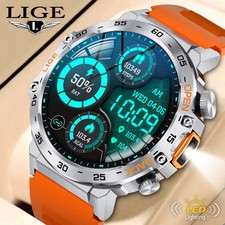 LIGE 2025 Smartwatch Herren Sportuhren LED Taschenlampe 360 360 Ultra HD Bildschirm