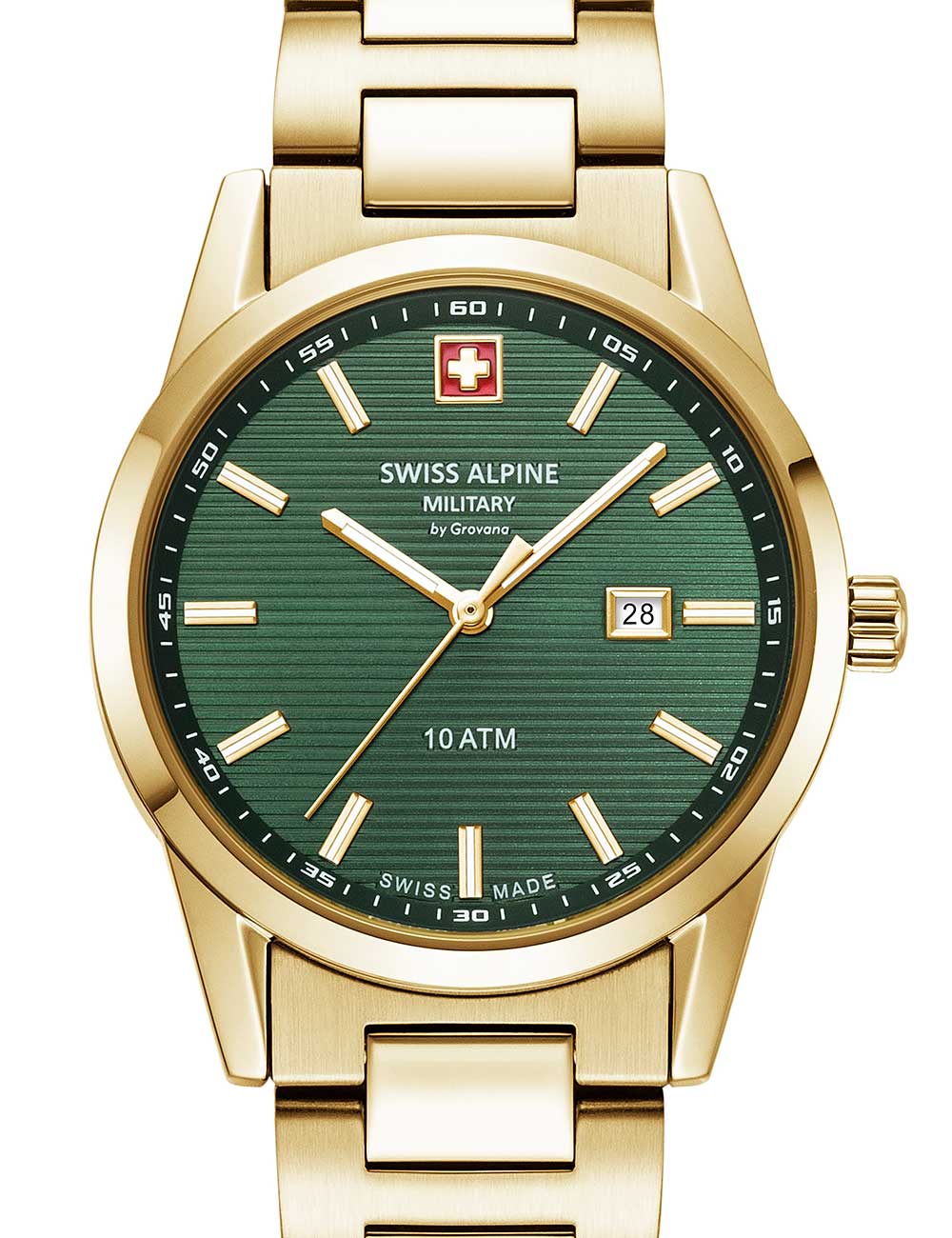 Swiss Alpine Military 7767.1114 Damenuhr Argos gold grün 34mm 10ATM