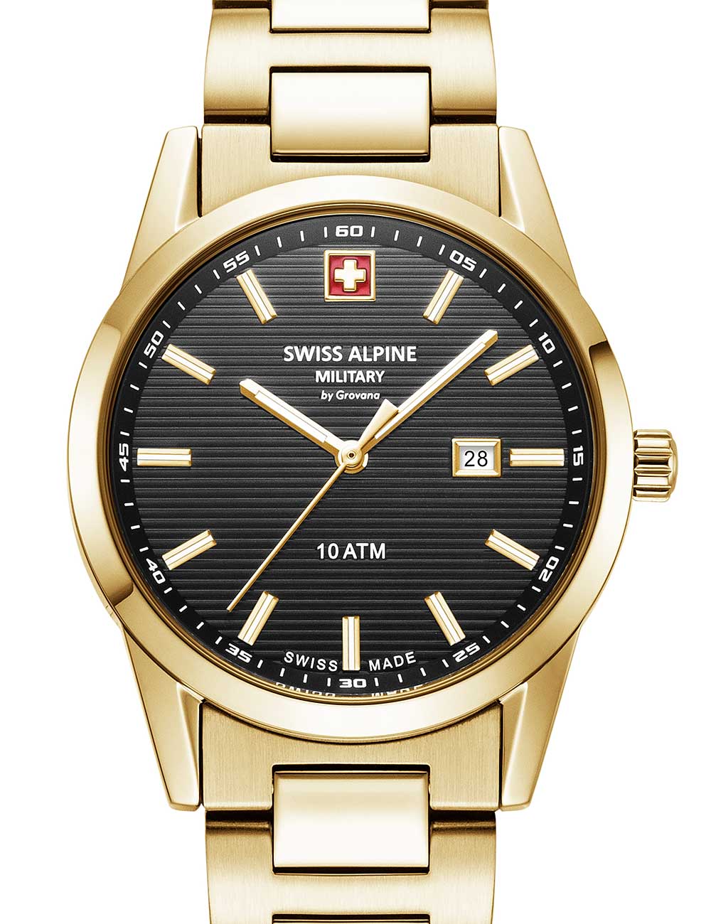 Swiss Alpine Military 7767.1117 Damenuhr Argos gold schwarz 34mm 10ATM